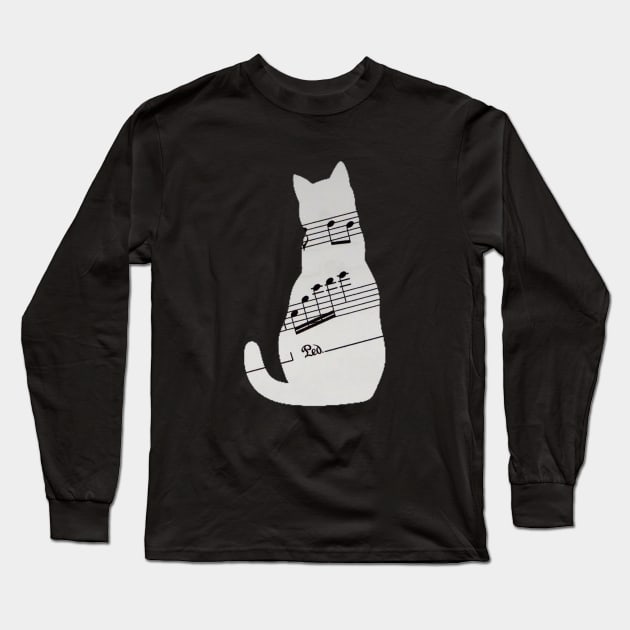 Cat in music sheet Long Sleeve T-Shirt by reesea